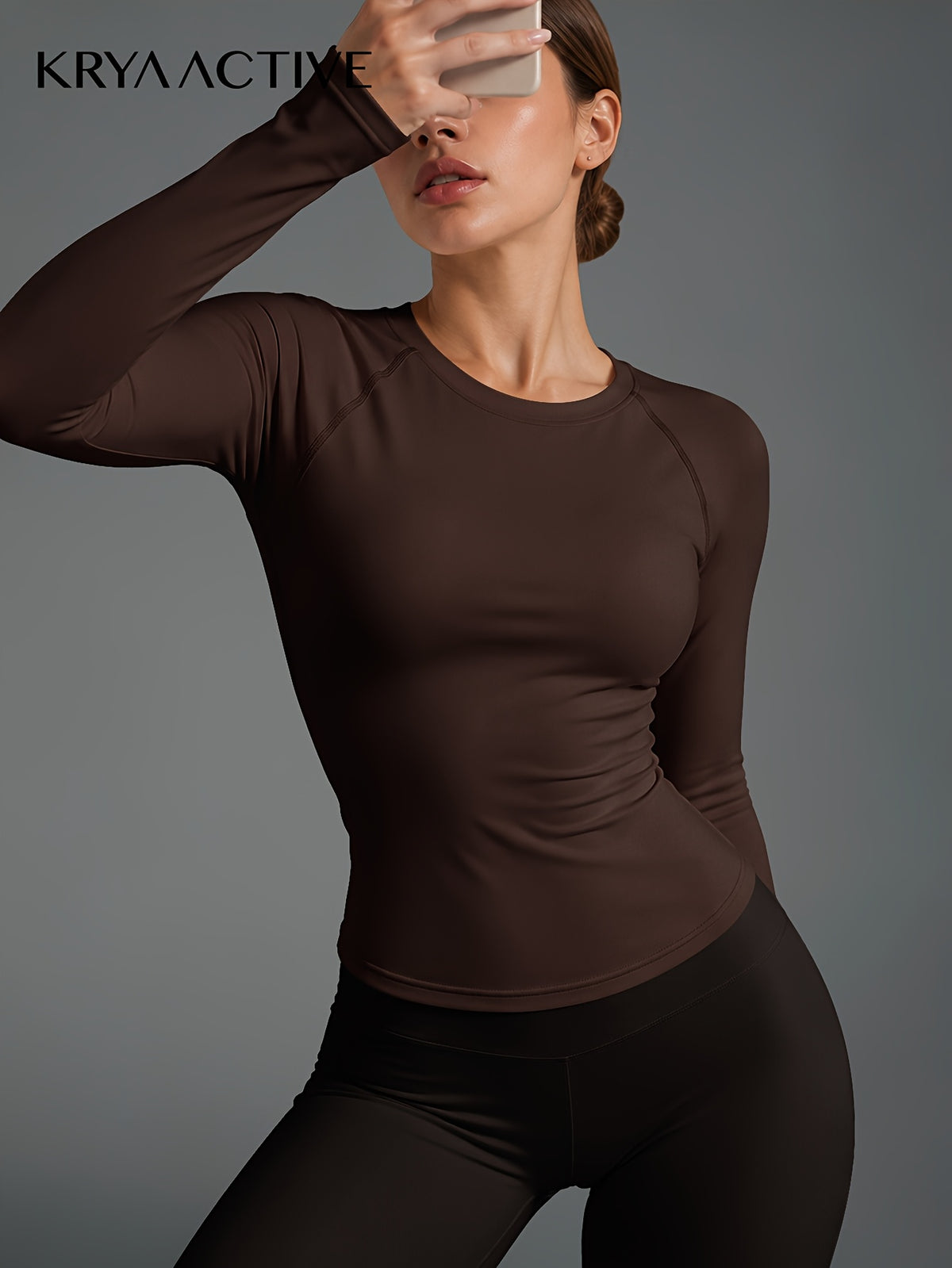 Raglan Thumbhole Base Layer Top - Brown