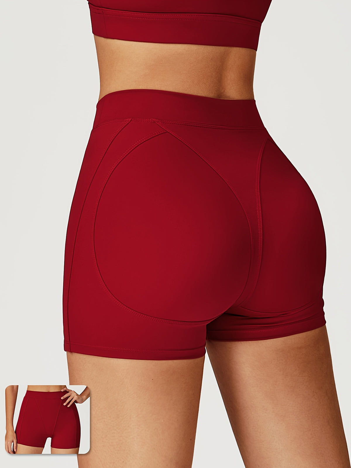 High Waist Compression Shorts - Brick Red