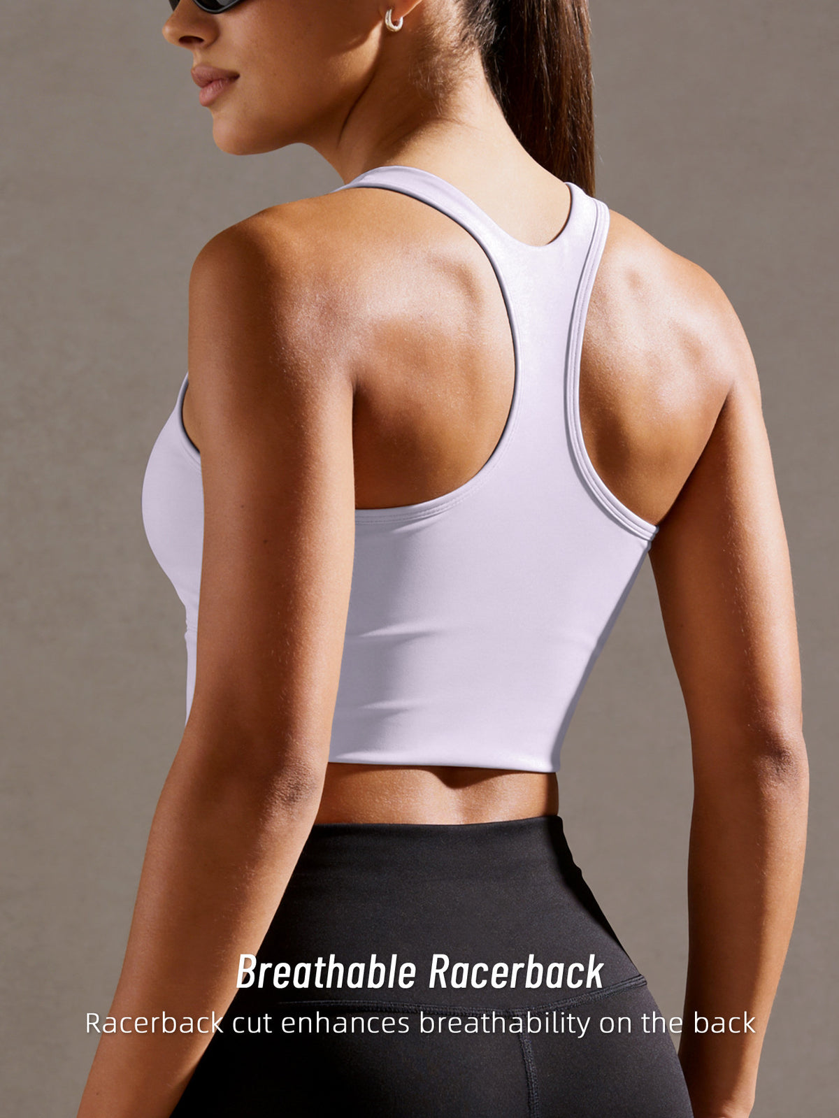 Color Block Strappy Sports Bra - Light Purple
