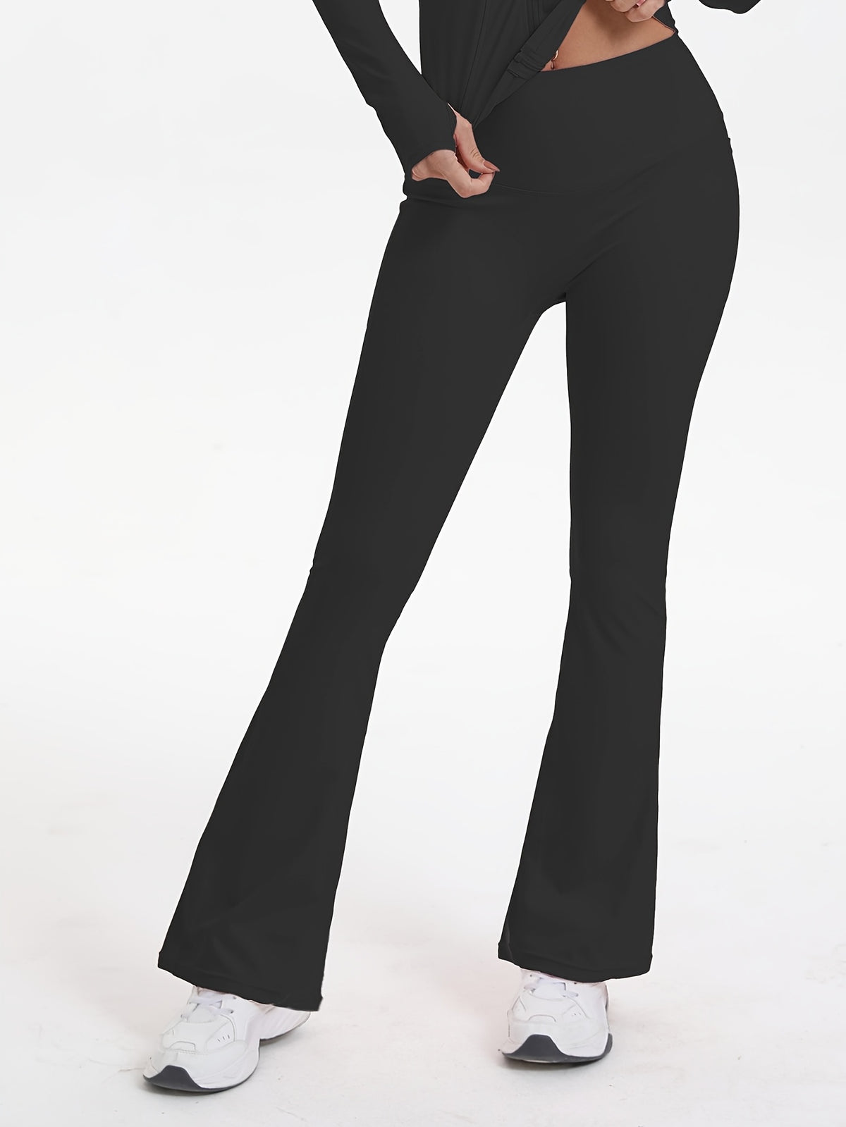 Shaping High Waist Flare Pants - Black