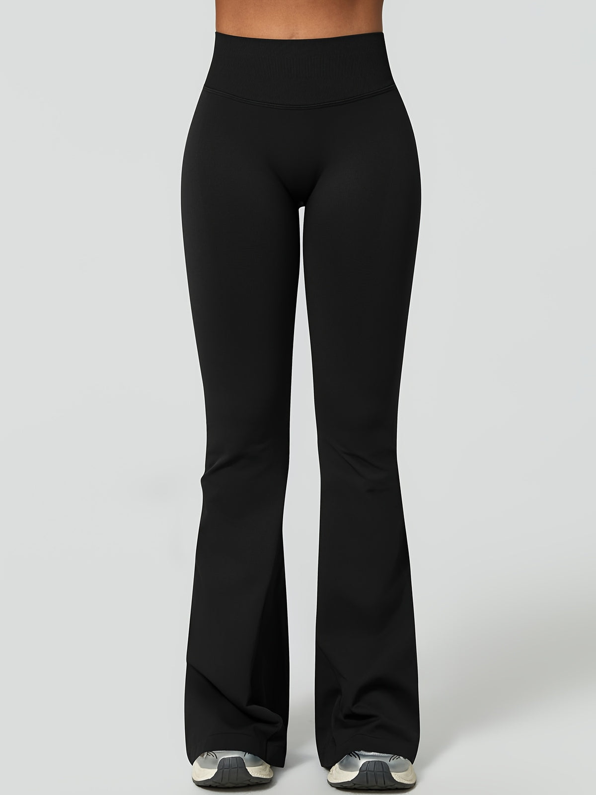 High Waist Lifting Flare Leggings - Black
