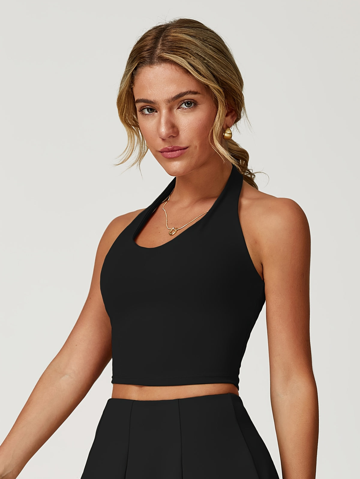 Halter Neck Sports Vest - Black