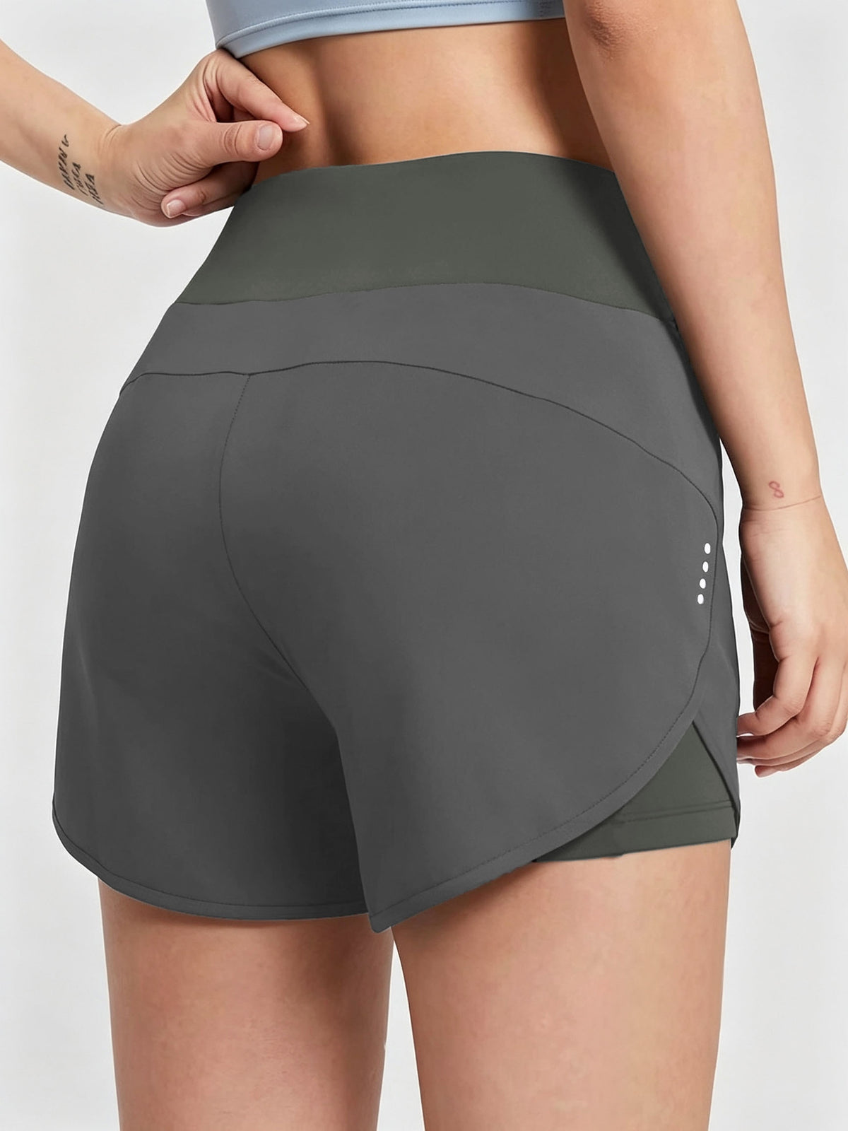 Pocket Anti-Sheer High Waist Running Shorts - Dark Gray
