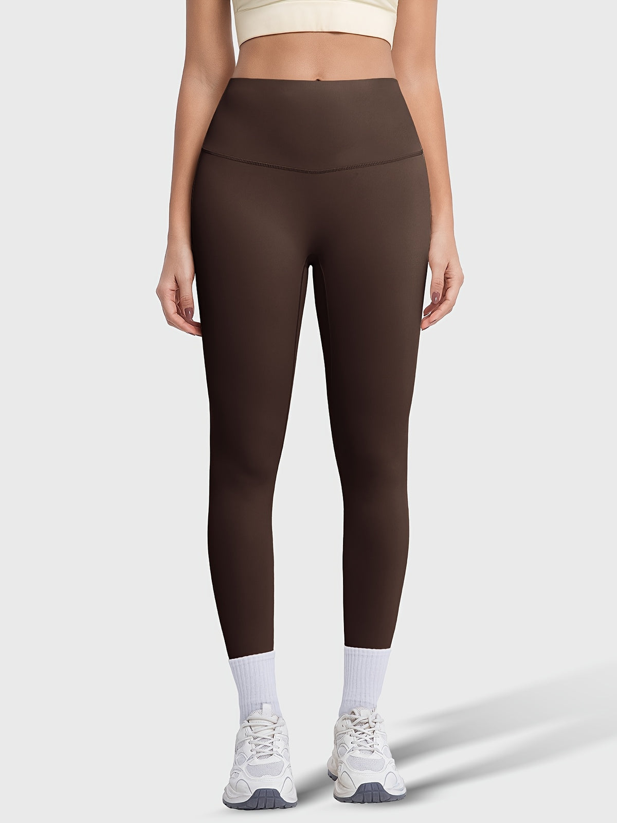 Crew Neck Tee & Leggings Set - Brown