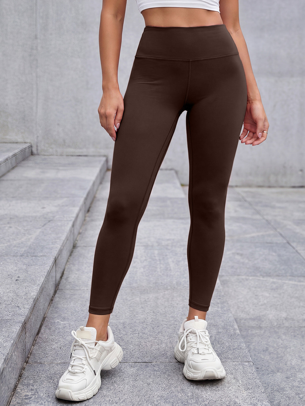 Fleece Lined Tummy Control Leggings - Coffee