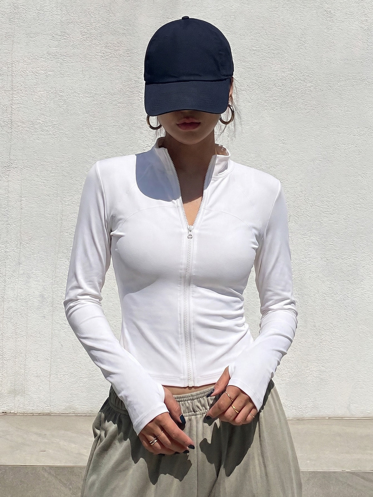 Sweat Absorbent Stretch Sports Jacket - White