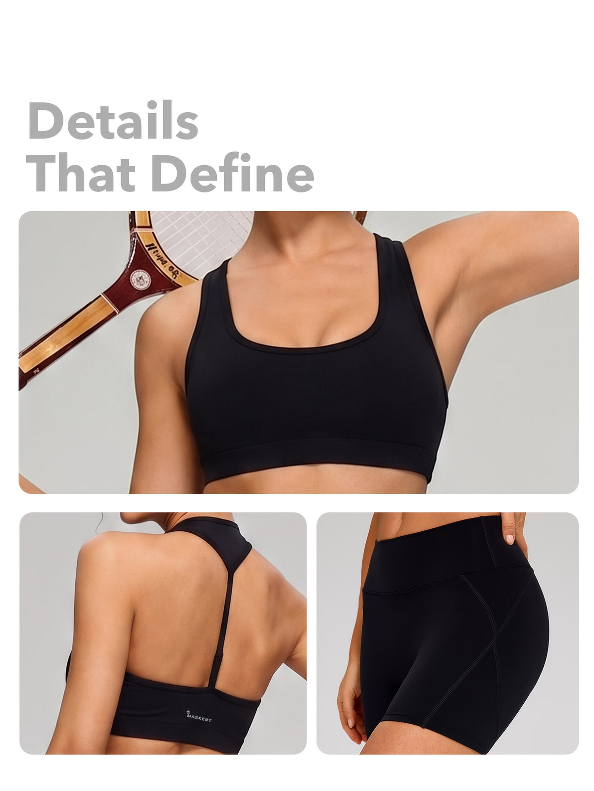 Halter Sports Bra & Shorts Set - Black