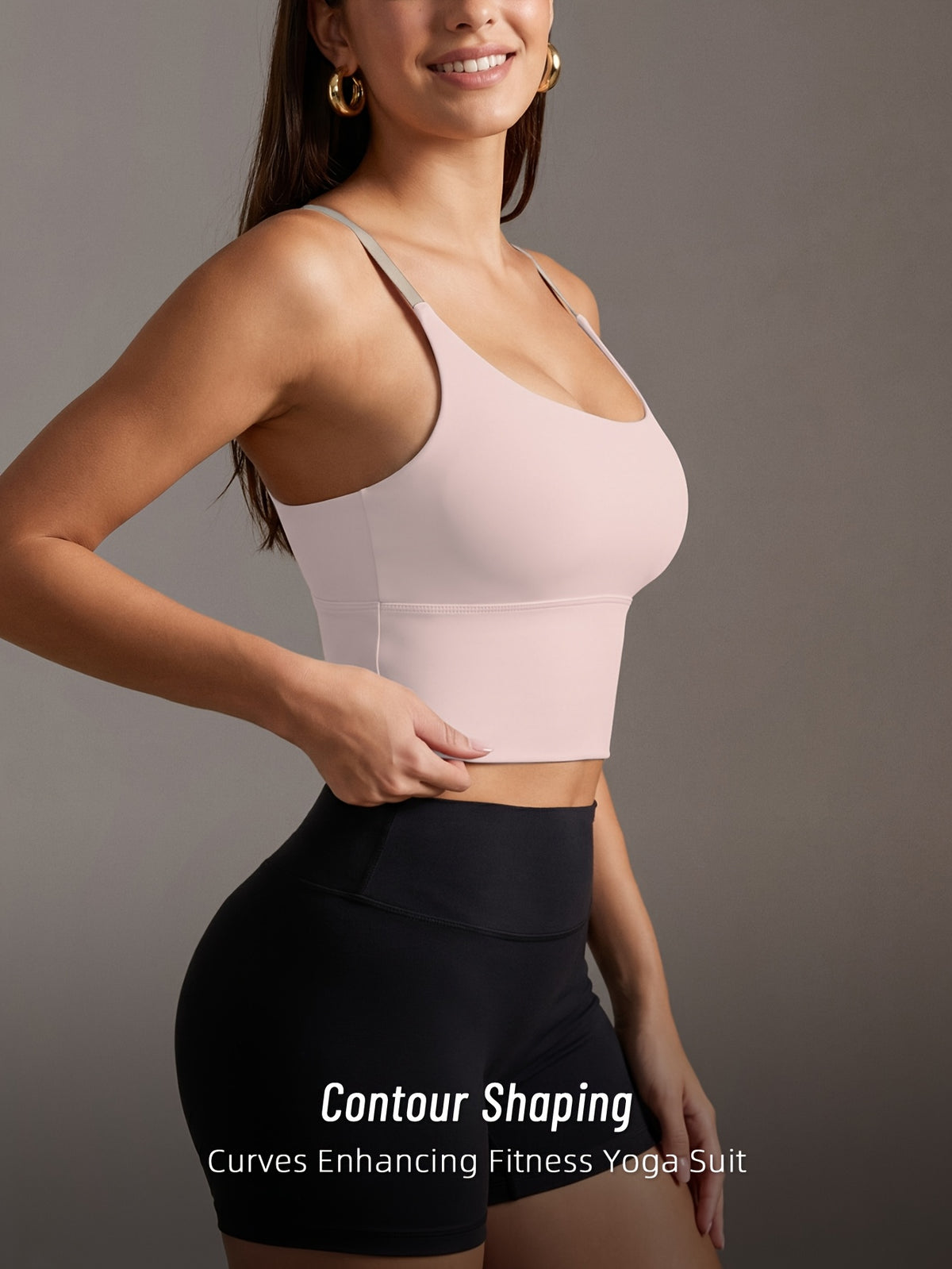 Color Block Padded Yoga Cami - Pink