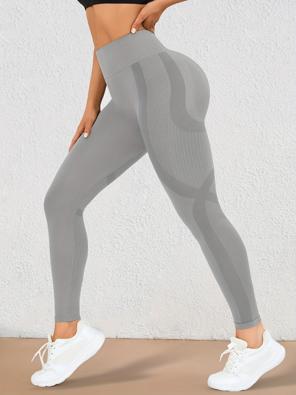 Wide Waistband Lifting Leggings - Grey