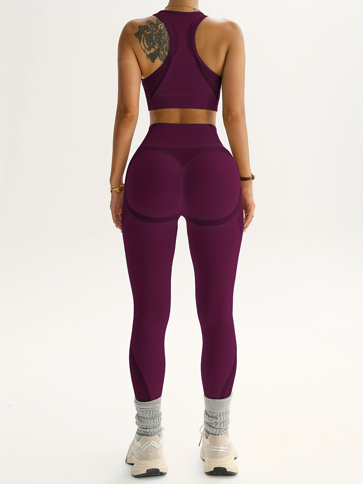 Cropped Tank & Leggings Set - Fuchsia