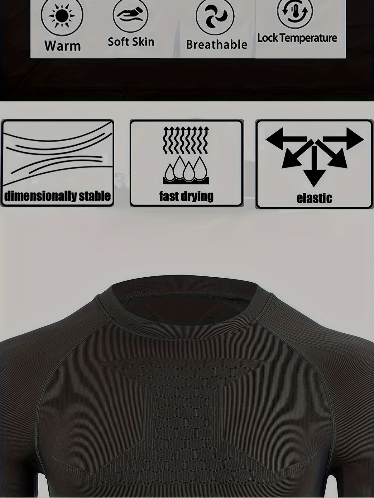 Winter Ski Thermal Base Layer Set - Black