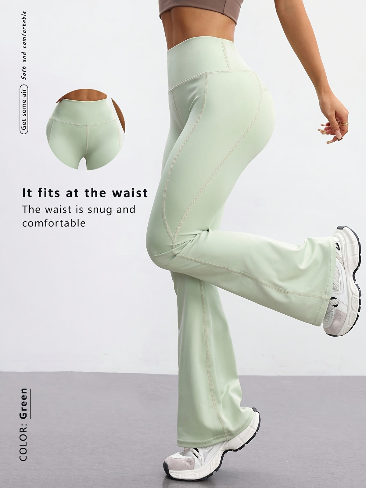 High Waist Flare Pants - Sage Green