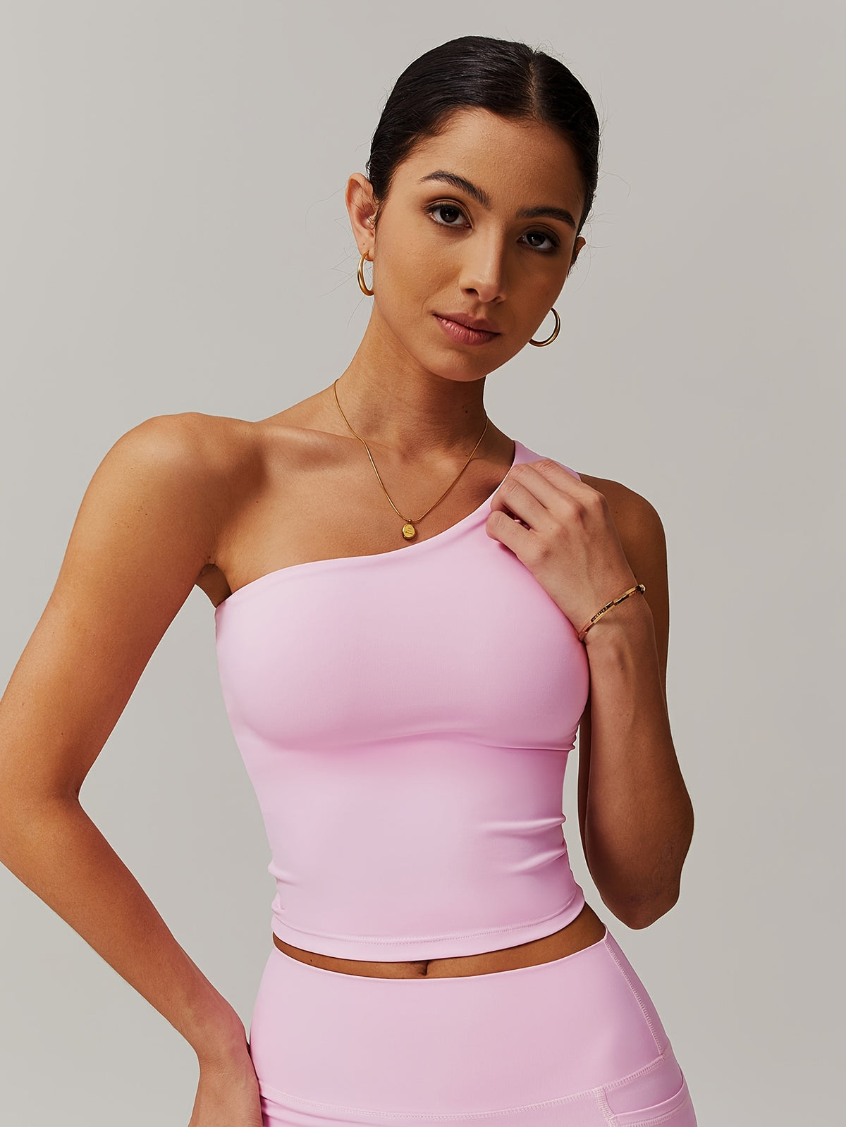 One Shoulder Tank - Pink Red