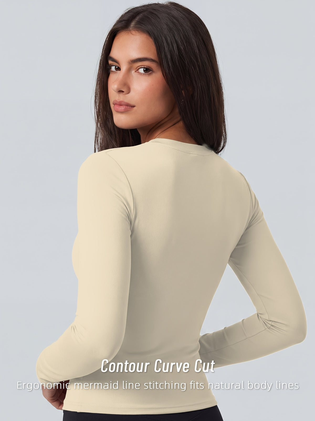 Full Length Compression Long Sleeve Top - Ivory White