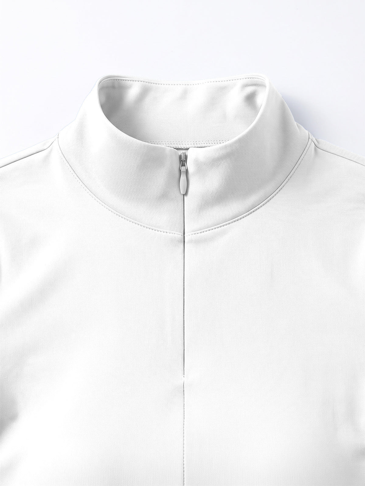 Half Zip Curved Hem Thumbhole Top - White