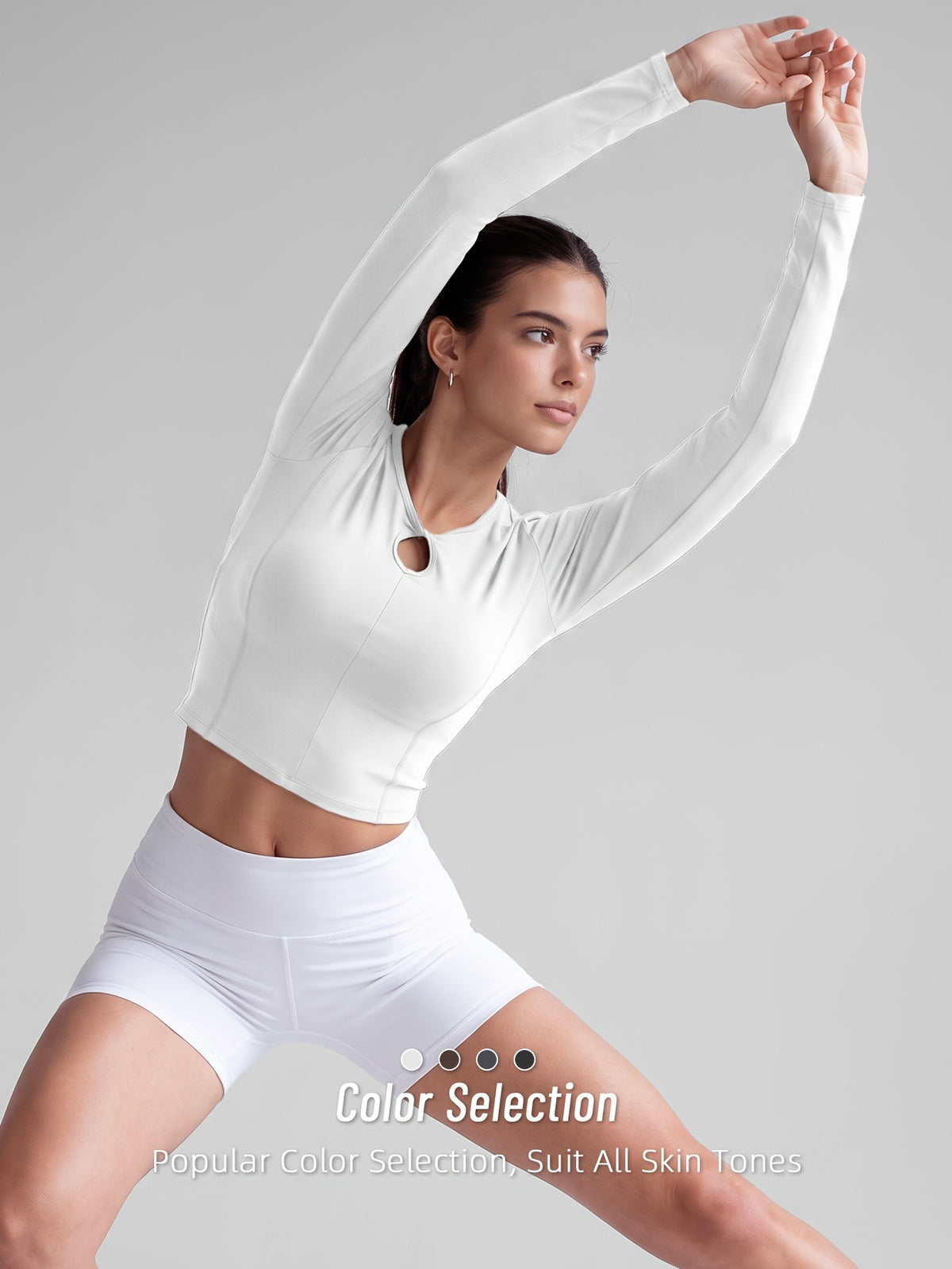 Cutout Twist Knot Long Sleeve Top - White