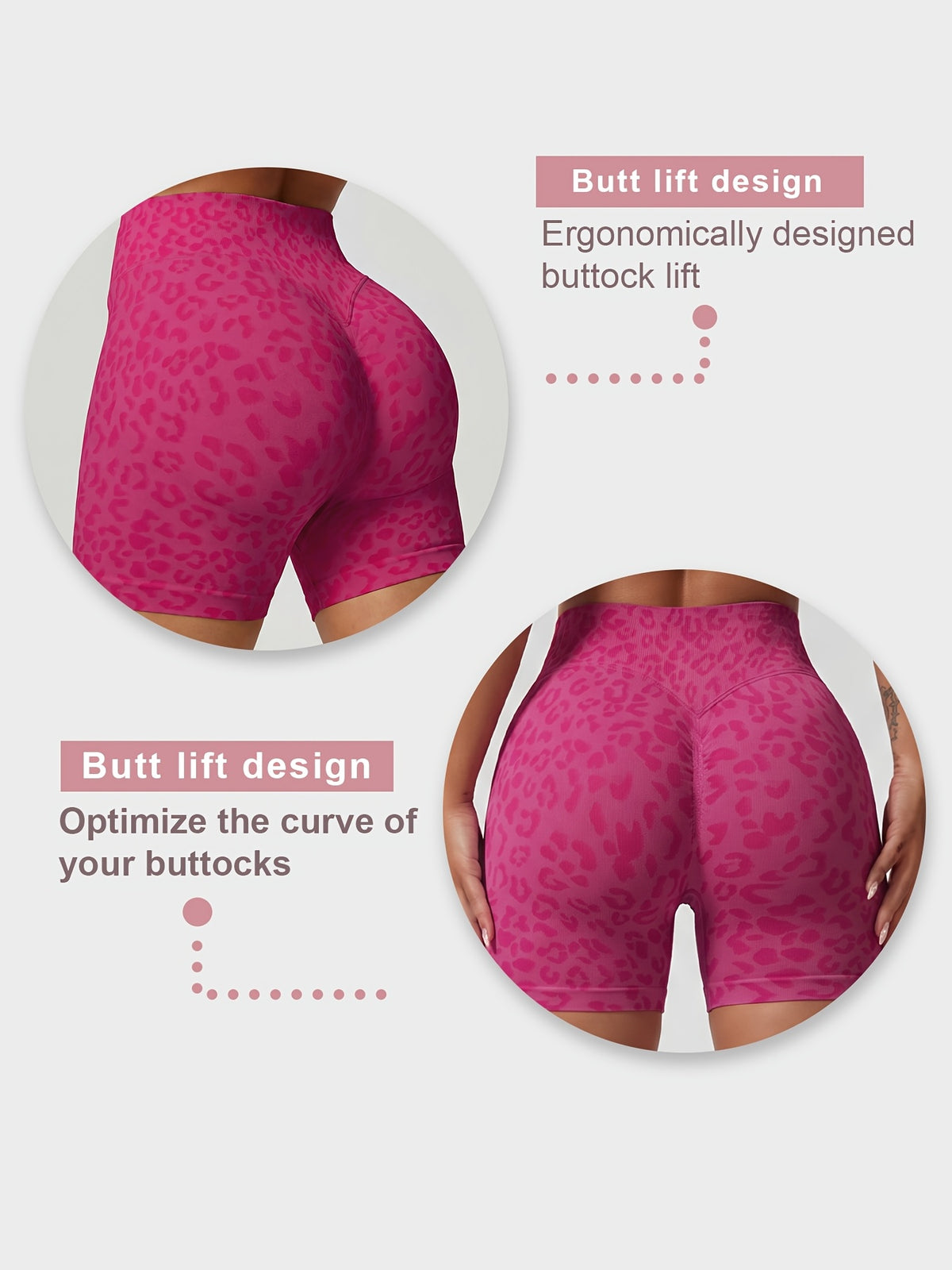 Leopard Seamless Ribbed Biker Shorts - Raspberry