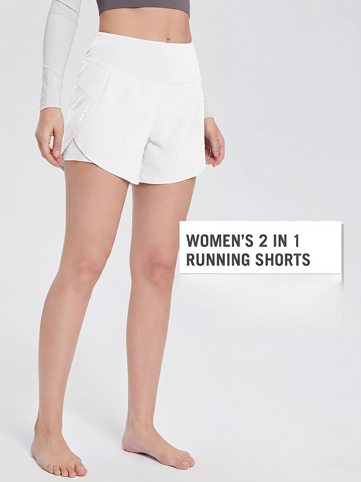 Pocket Anti-Sheer High Waist Running Shorts - White