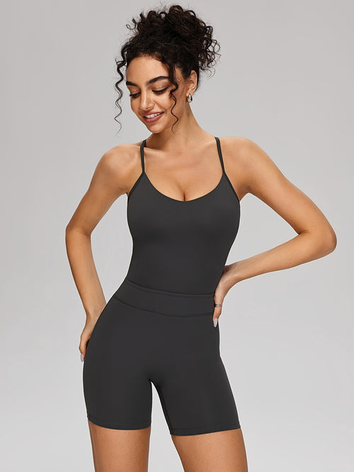 Backless Strappy Sculpt Jumpsuit - Graphite