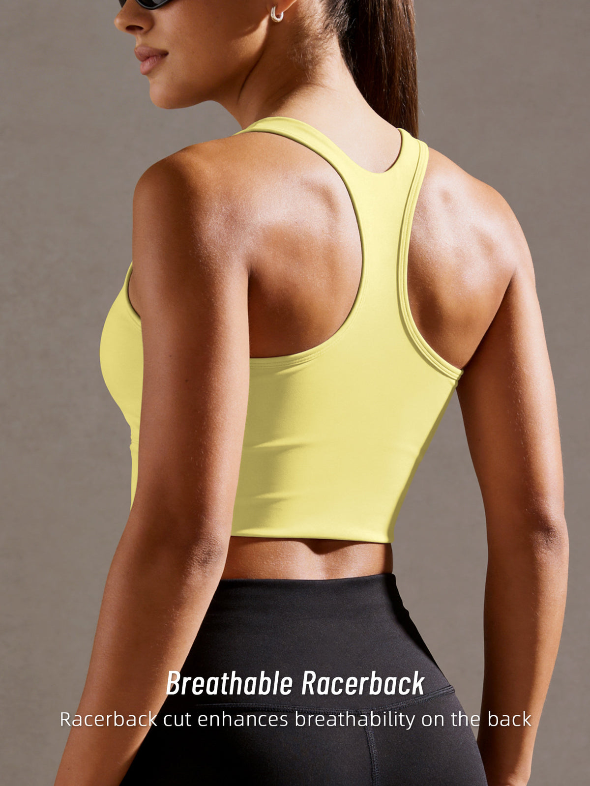 Color Block Strappy Sports Bra - Yellow