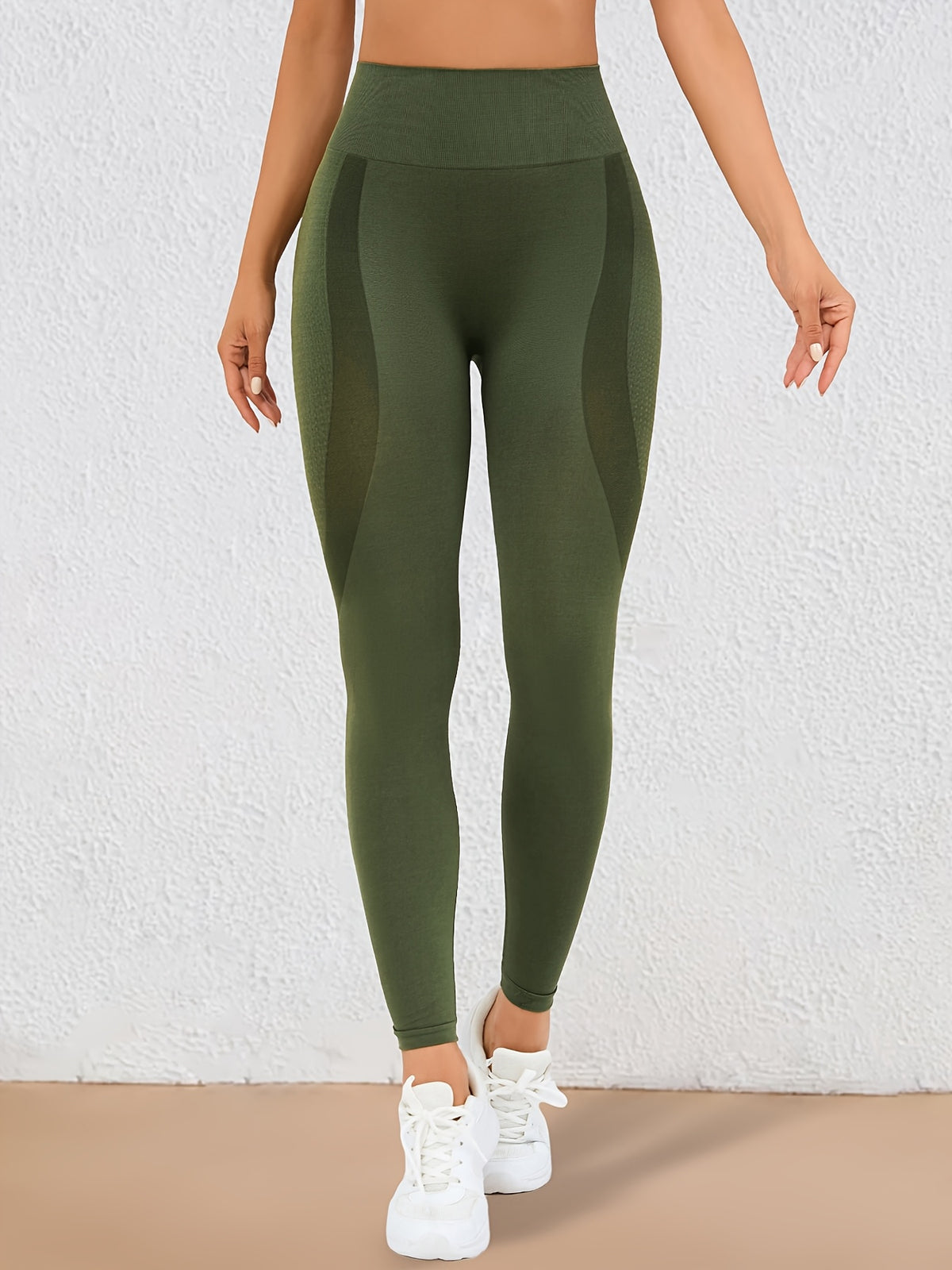 Wide Waistband Lifting Leggings - Fern Green