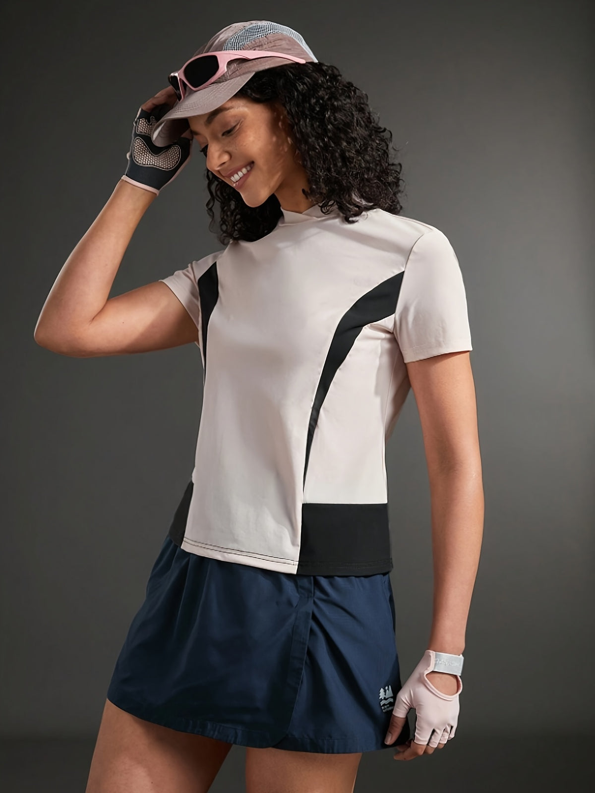 Colour Block Crossover Neck Tee - White & Black