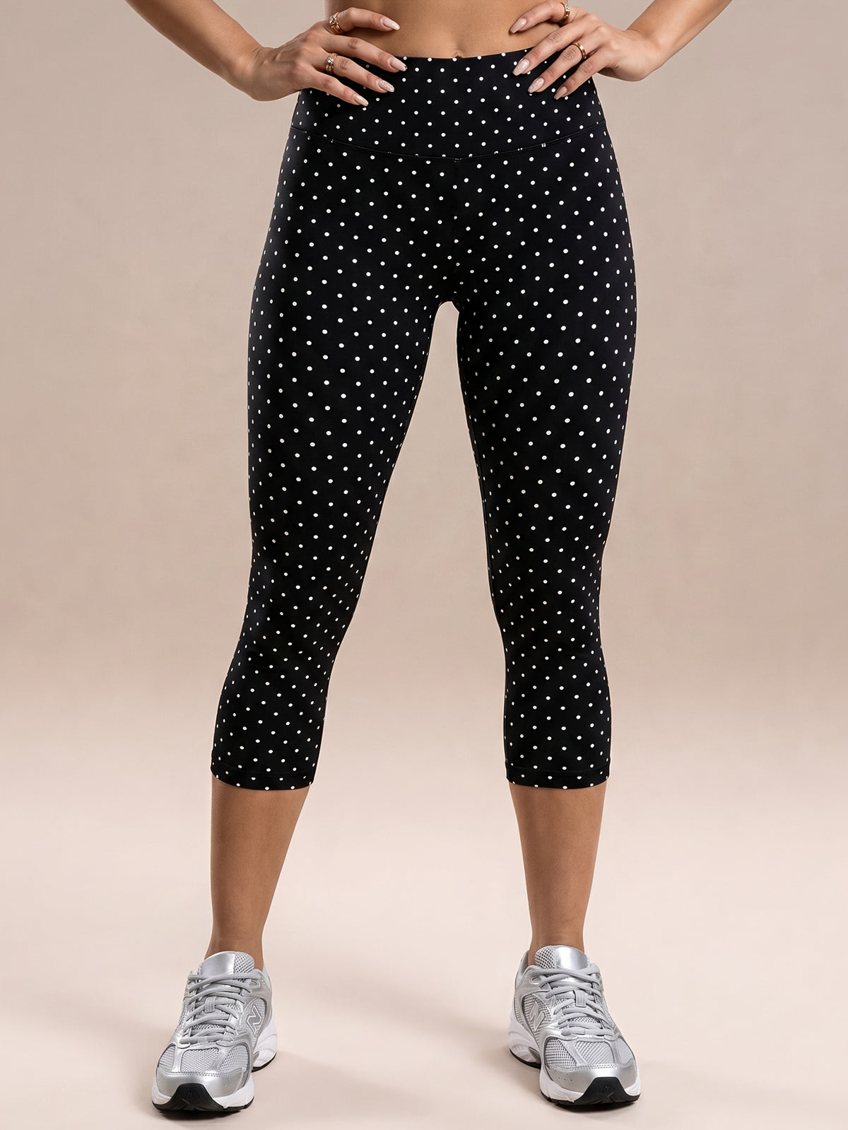 Polka Dot Capri Leggings - Black