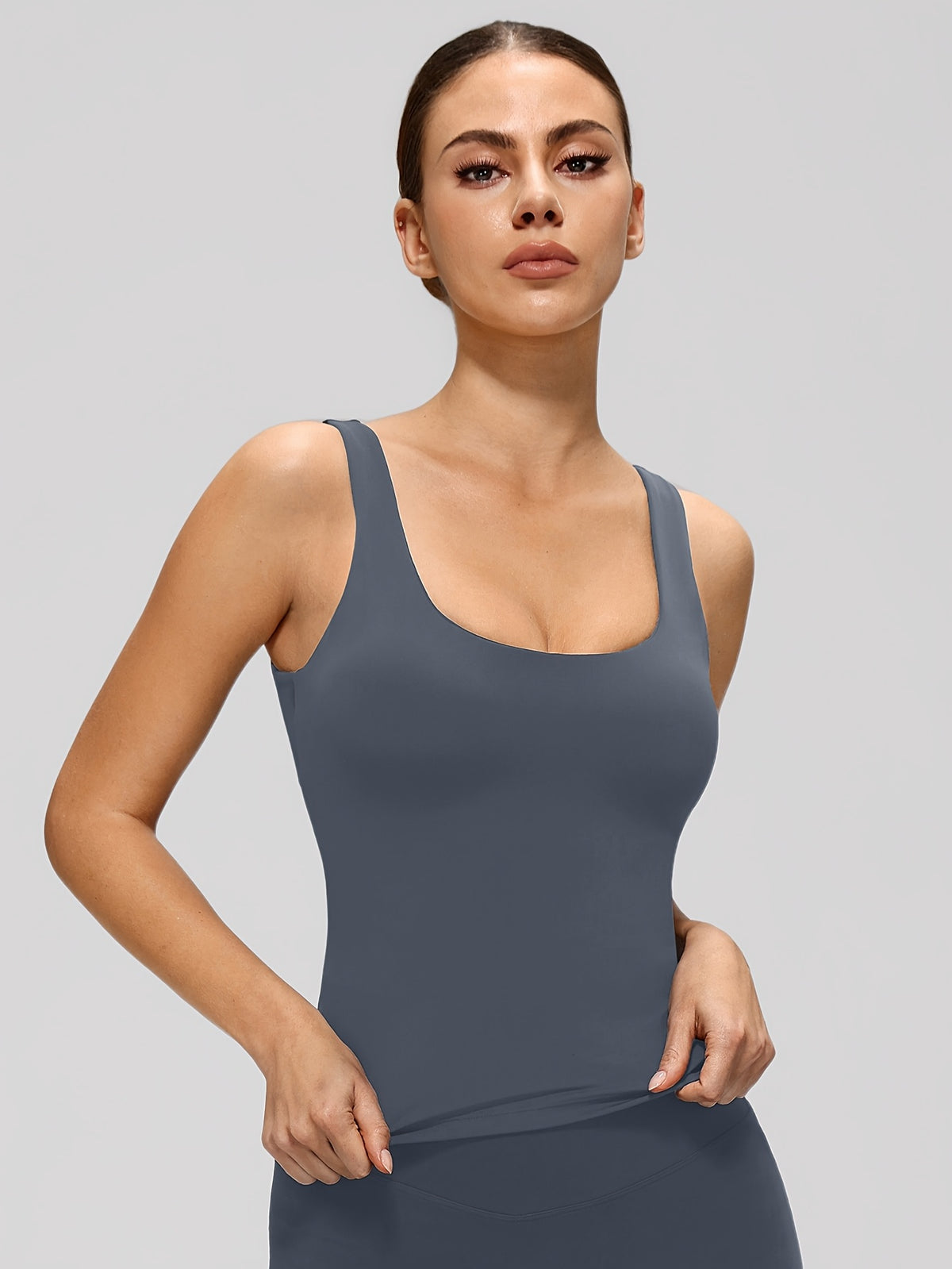 Crisscross Back Cropped Tank - Navy