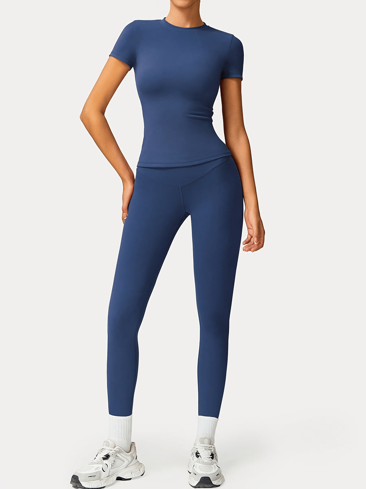 Y Seam Tee & Leggings Set - Blue