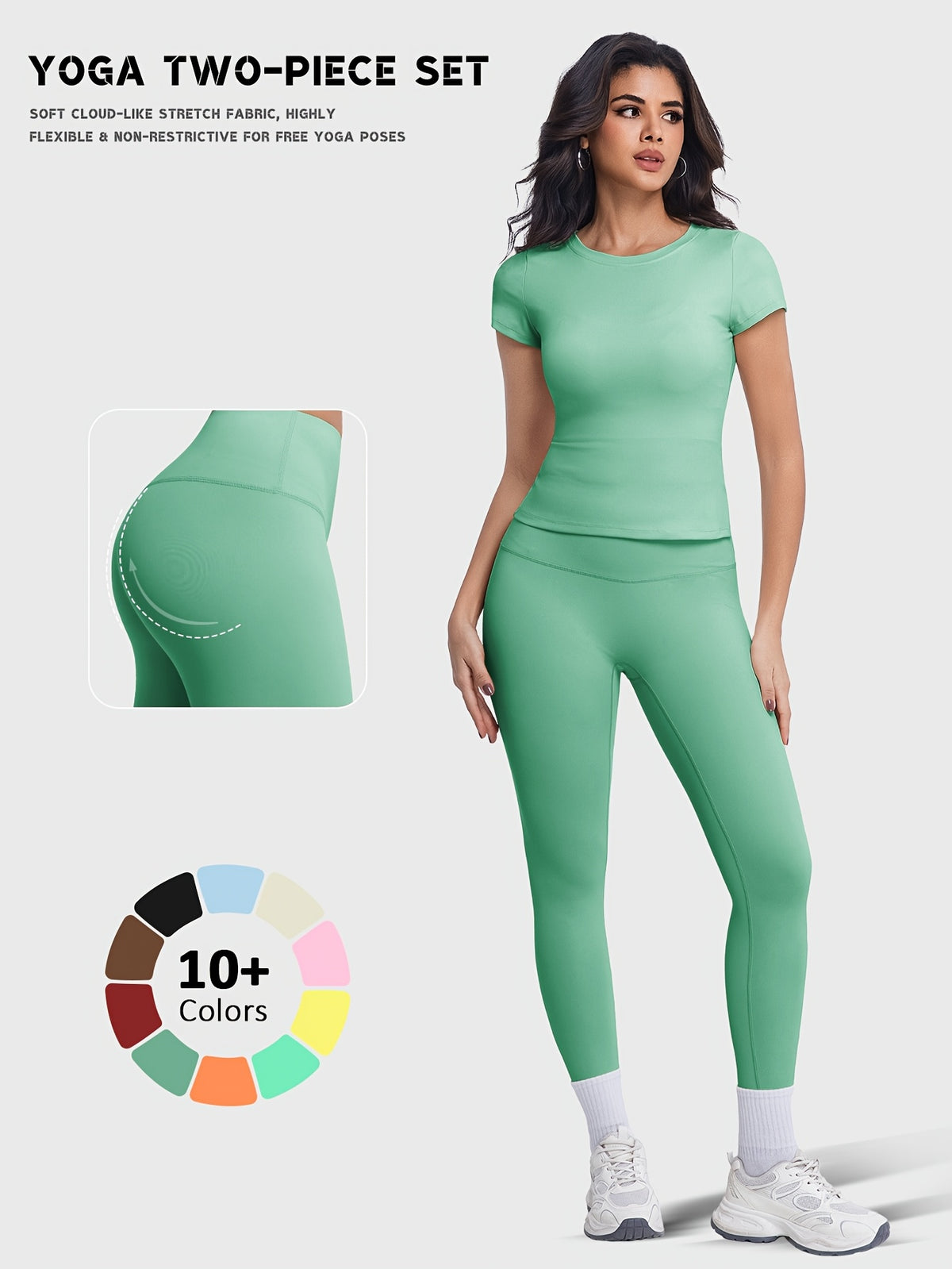 Crew Neck Tee & Leggings Set - Mint Green