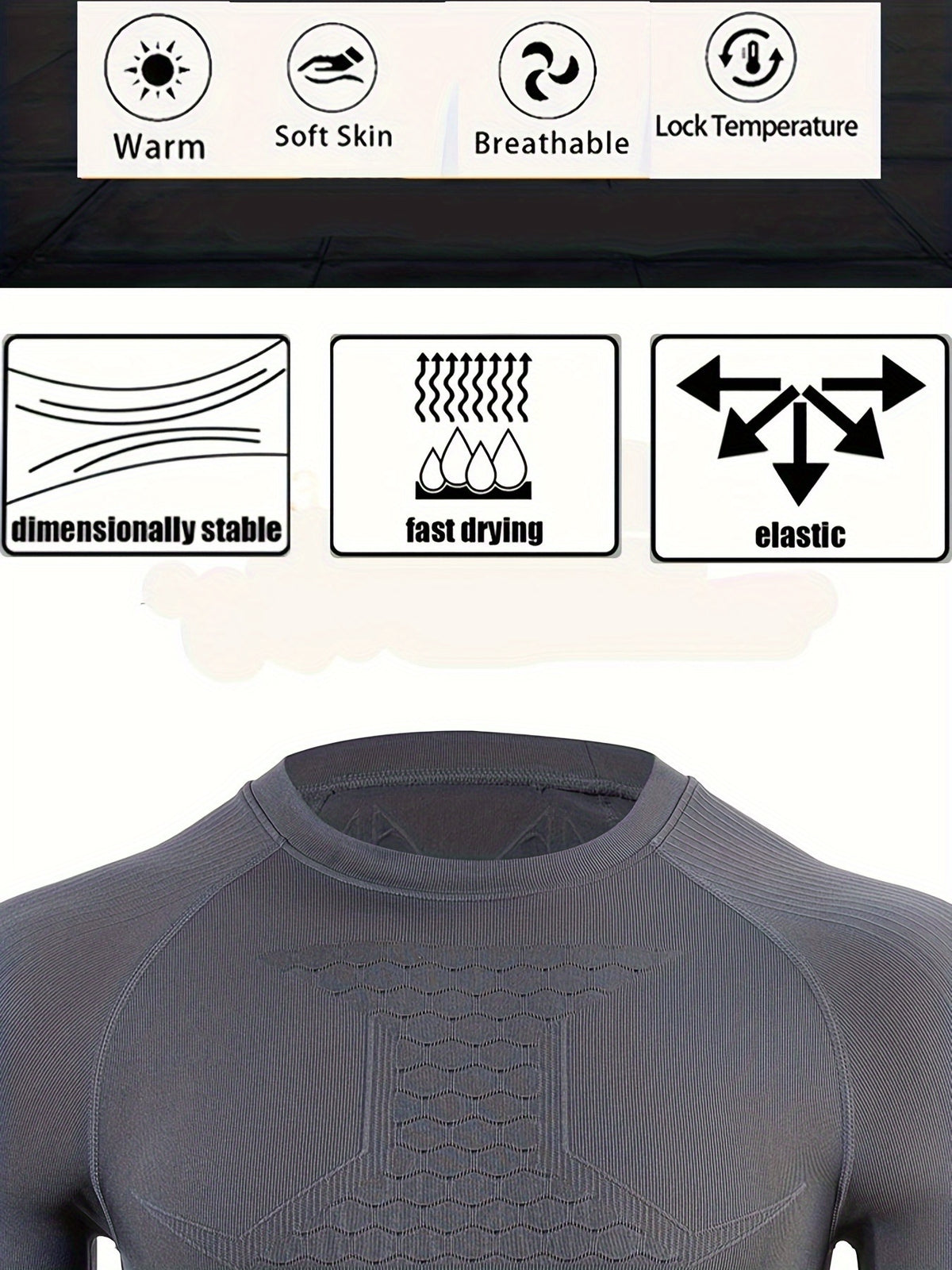 Winter Ski Thermal Base Layer Set - Dark Gray