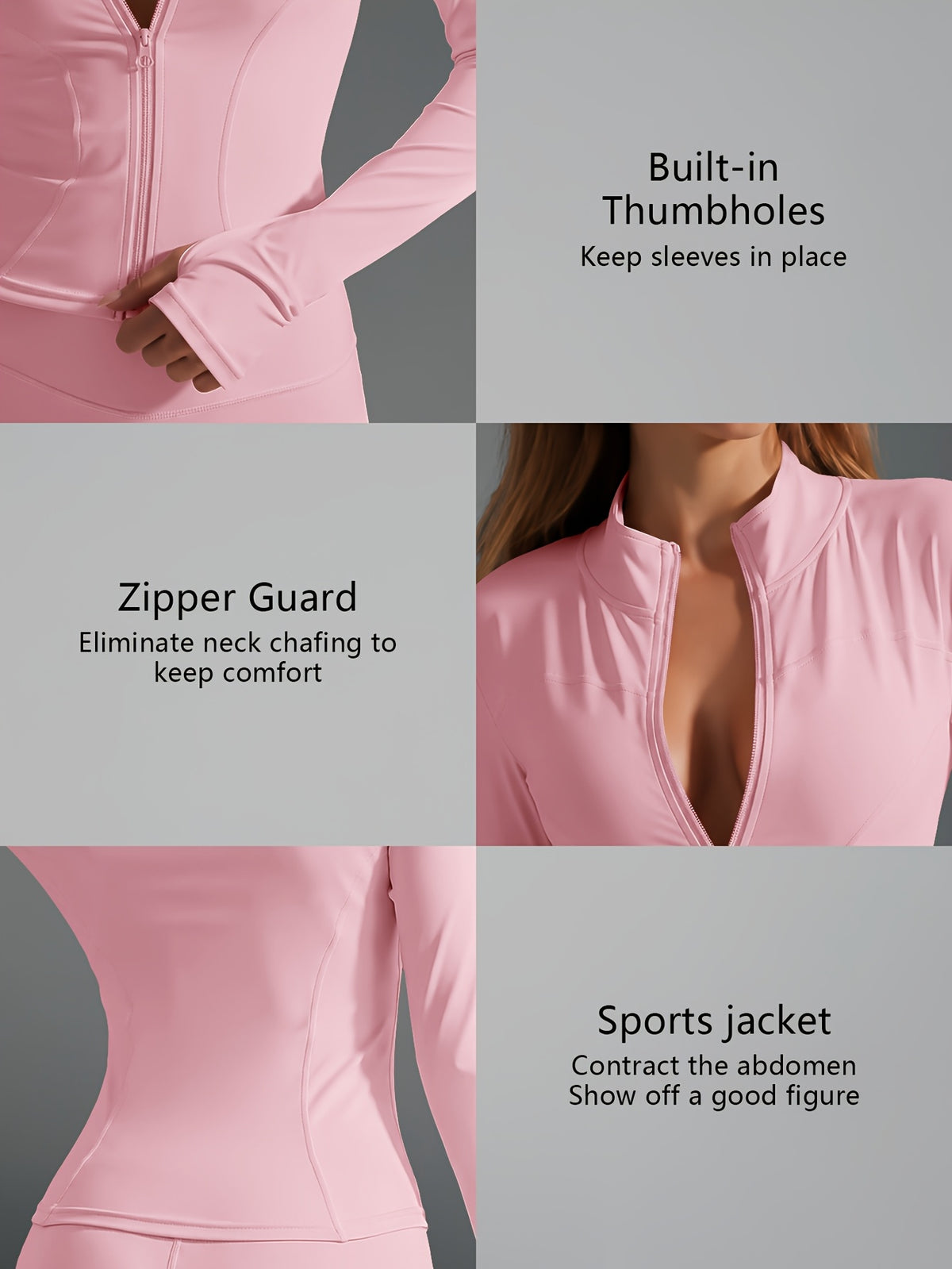 Quick Dry Long Sleeve Sports Jacket - Pink