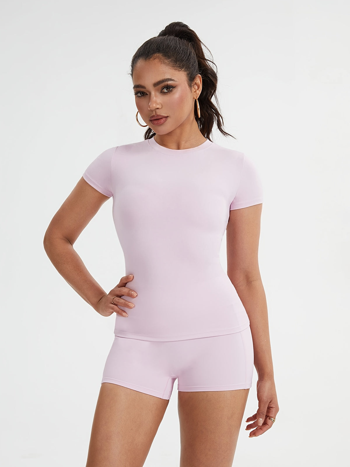 Breathable Slim Fit Sports Tee - Pink