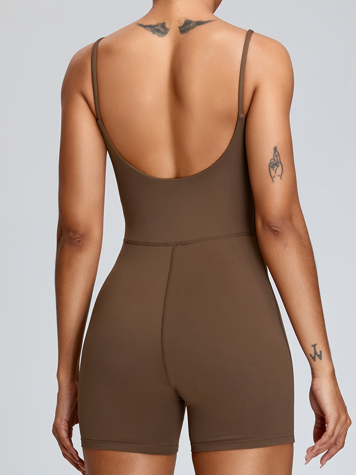 Padded Shorts Jumpsuit - Camel Brown