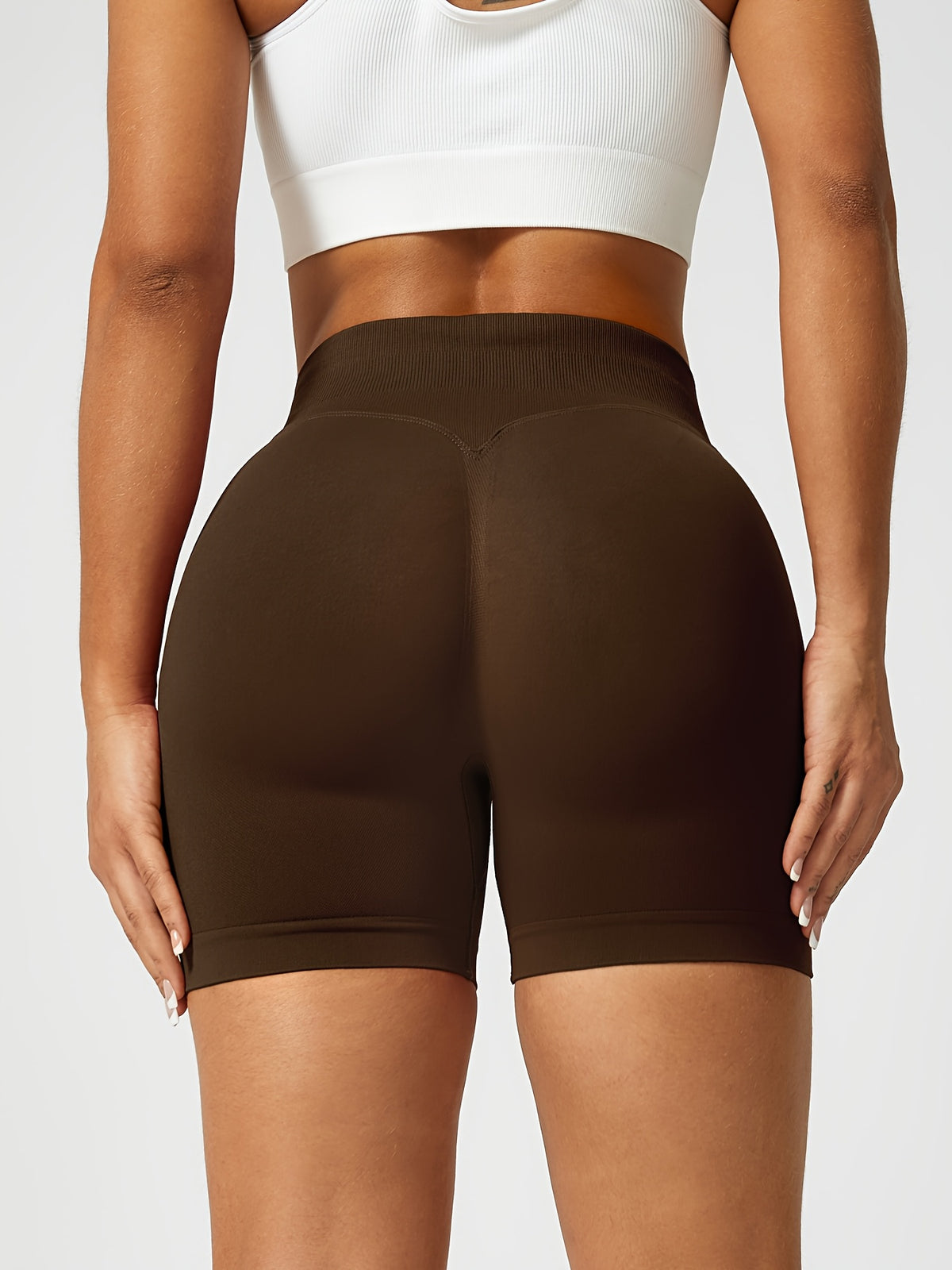 Seamless Peach Lift Biker Shorts - Mocha Brown