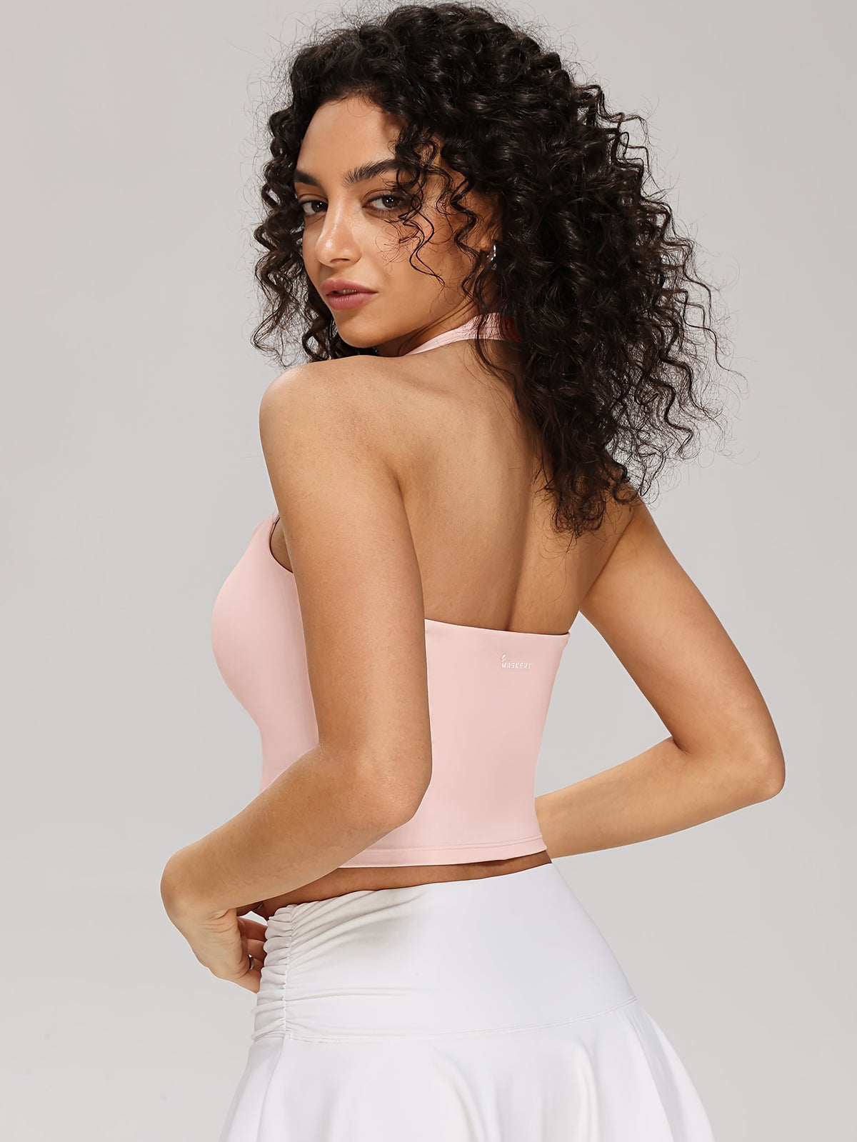 Halter Neck Cropped Vest - Pink Red