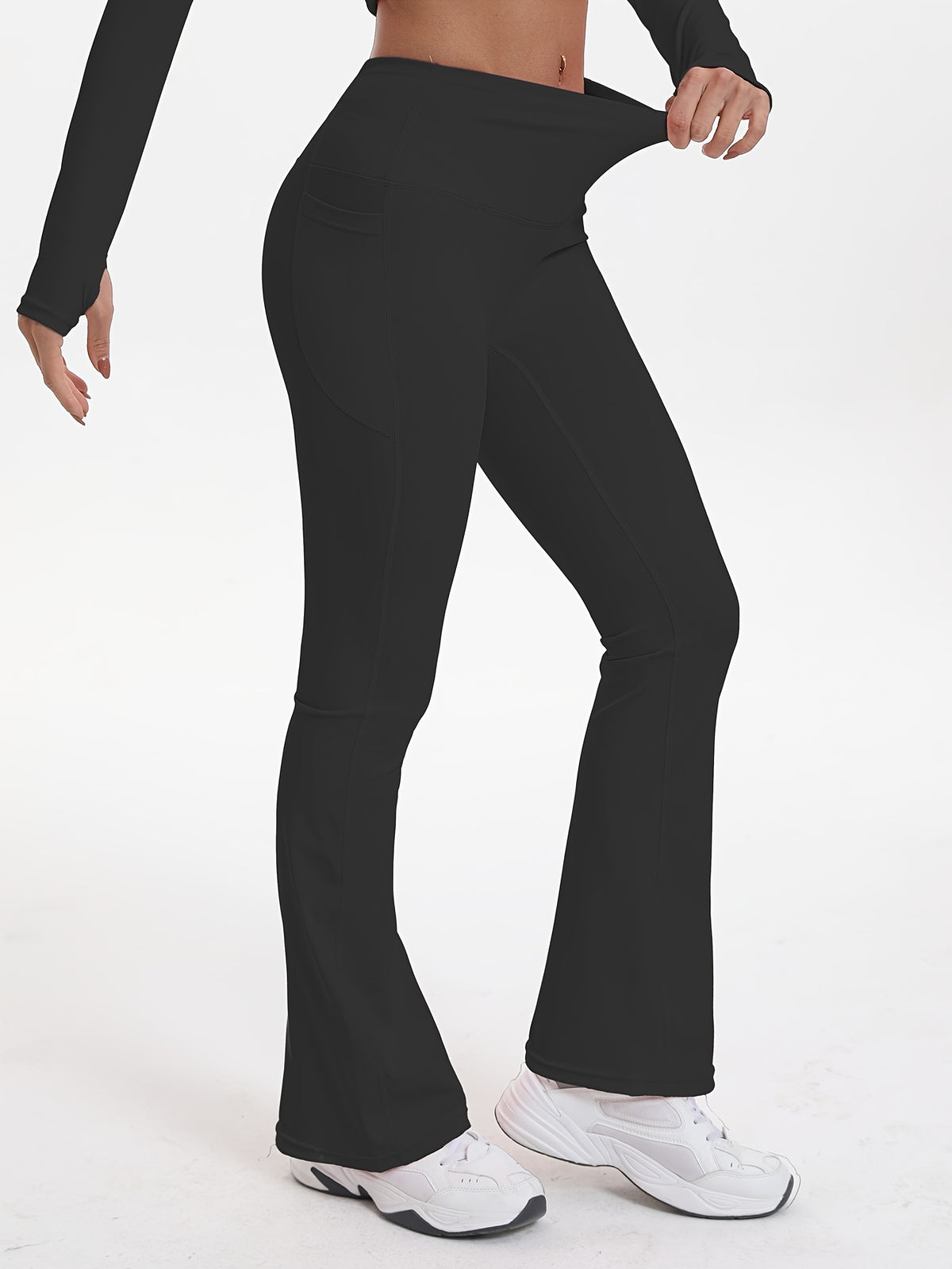 Shaping High Waist Flare Pants - Black