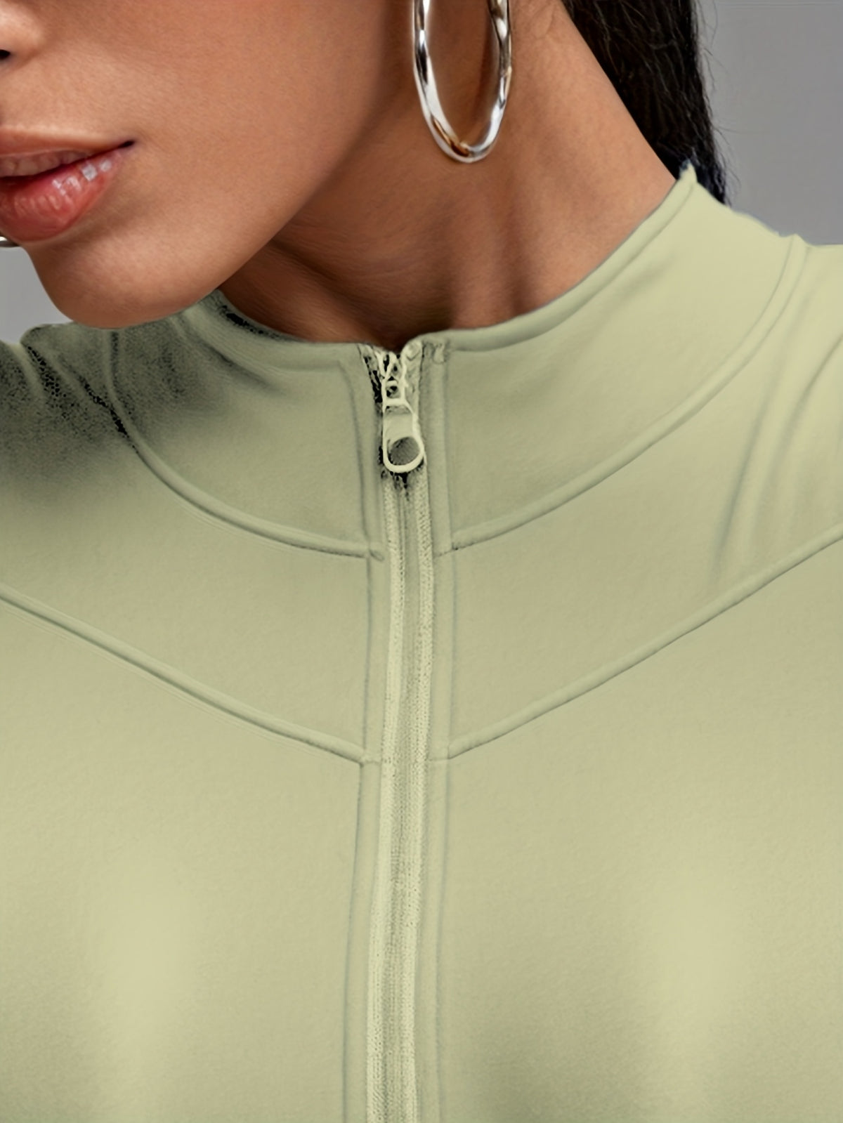 Short Sleeve Cropped Zip Jacket - Sage Green