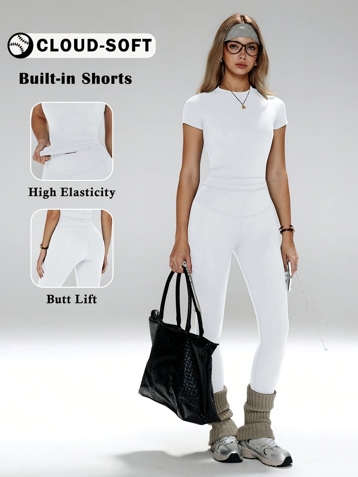 Short Sleeve Tee & Leggings Set - White