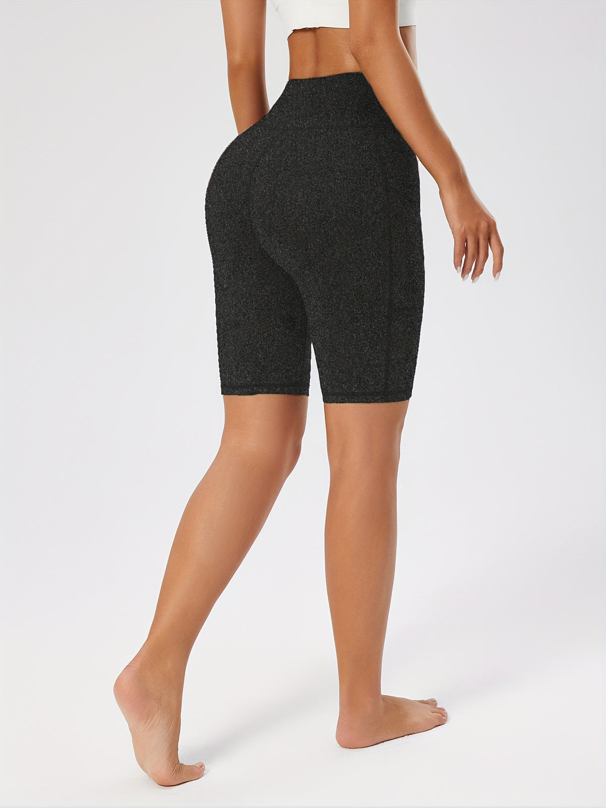 Pocket Knee Length Biker Shorts - Heather Grey