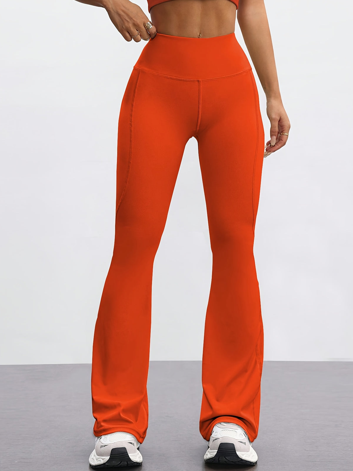 High Waist Flare Pants - Tangerine