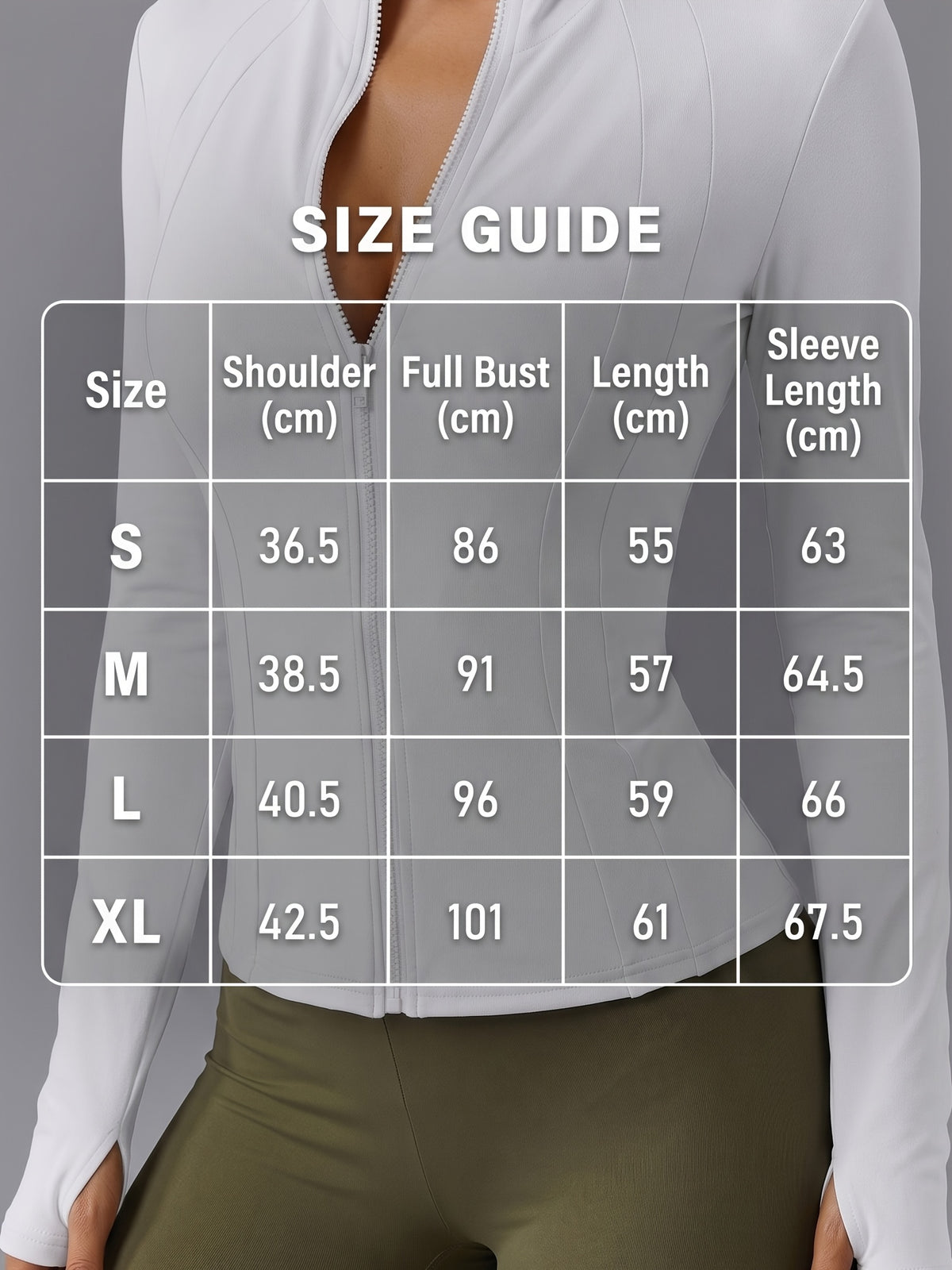Thumbhole Stand Collar Full Zip Jacket - White