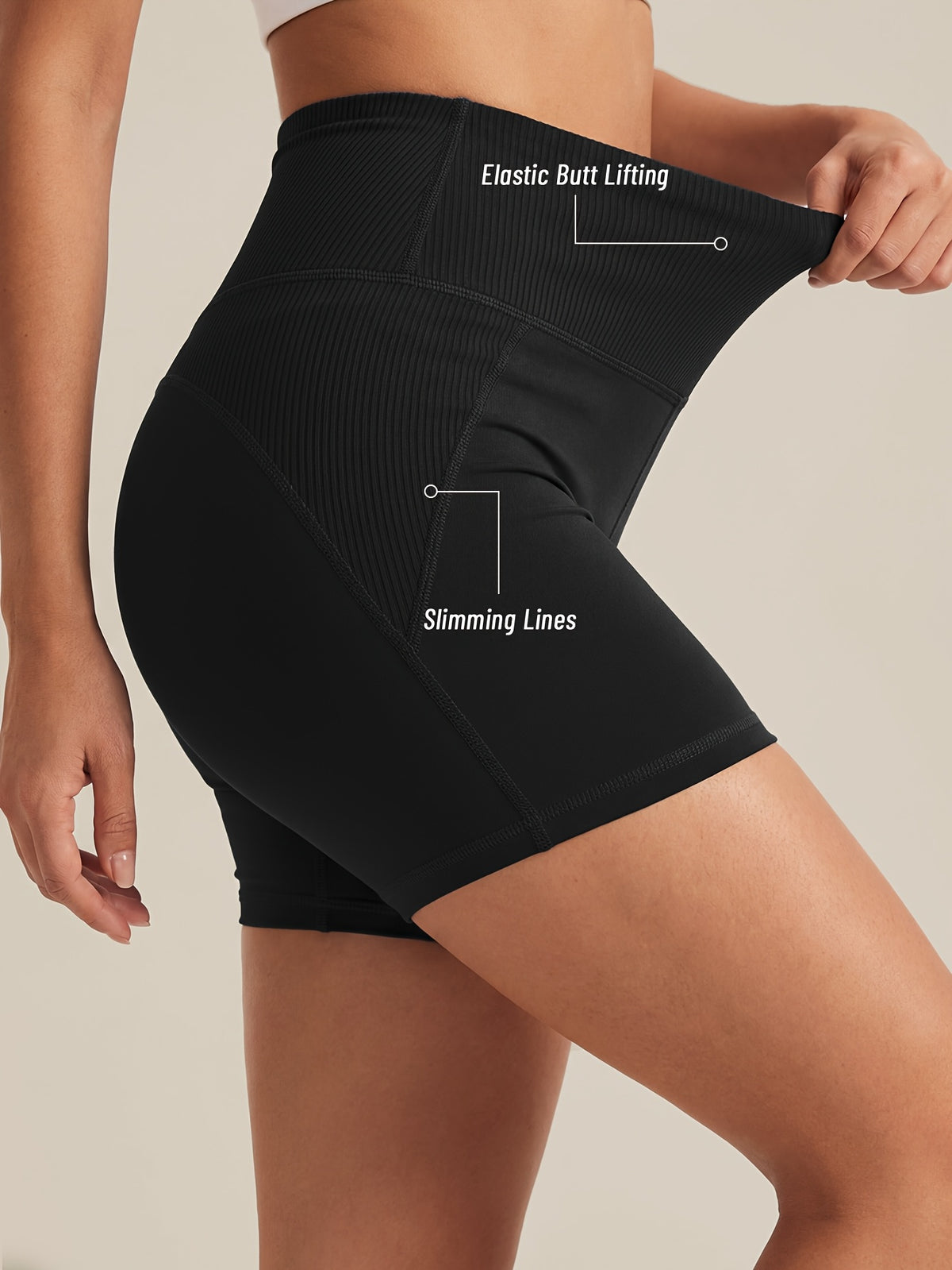 High Waist Lifting Athletic Shorts - Black