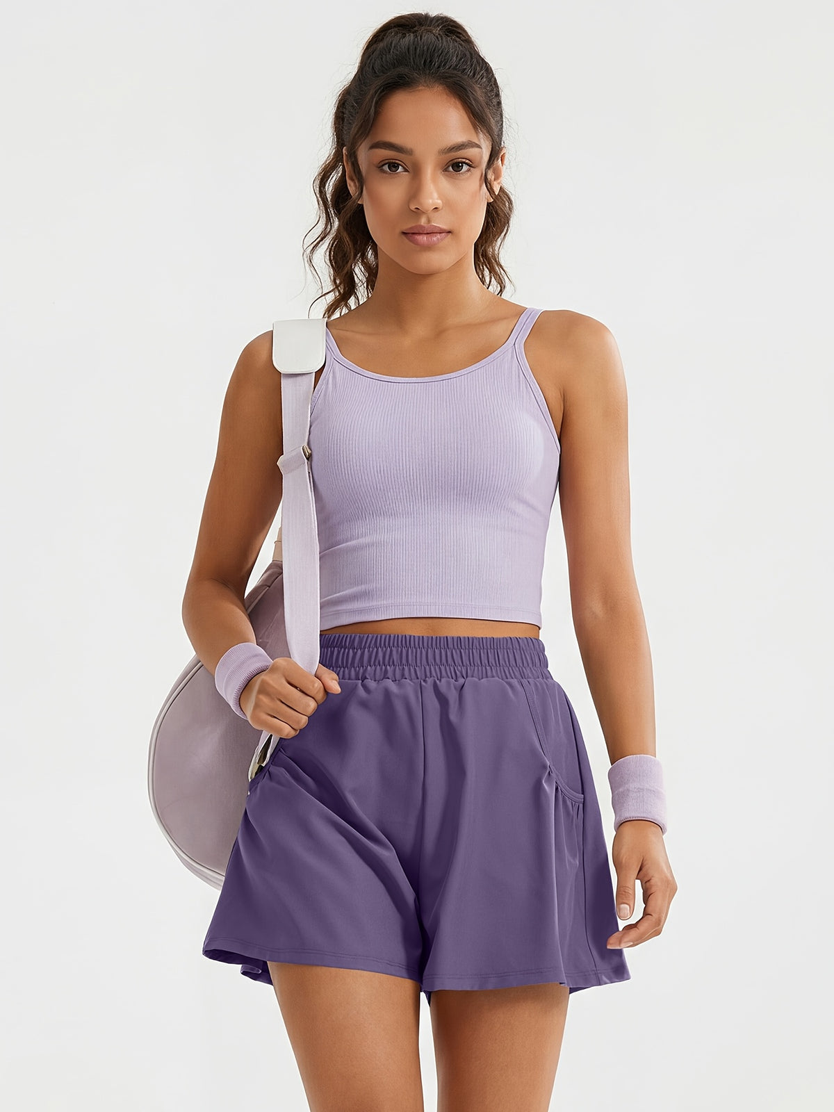 Loose Pocket Running Shorts - Purple