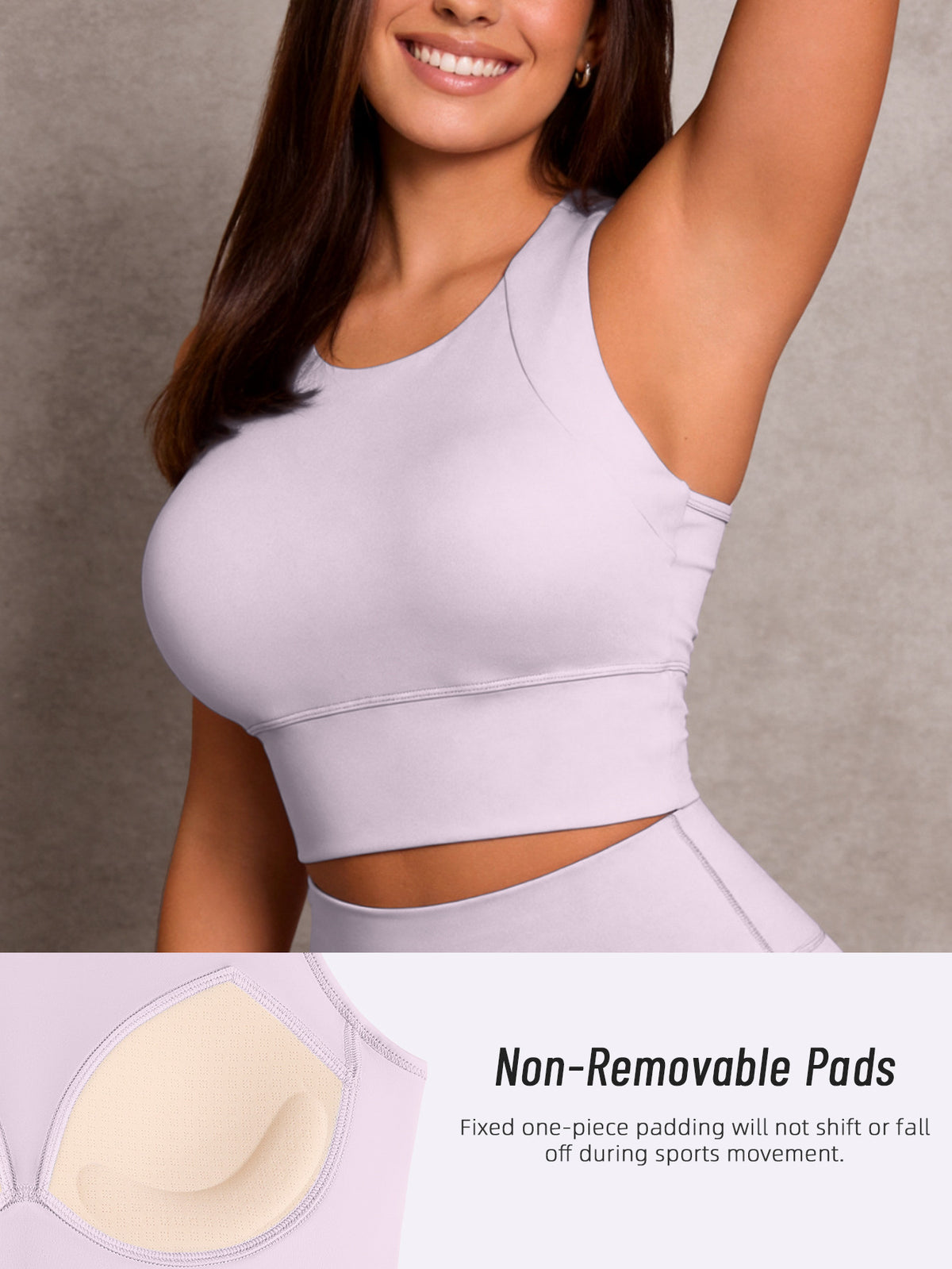Open Back Padded Sports Tank - Light Purple