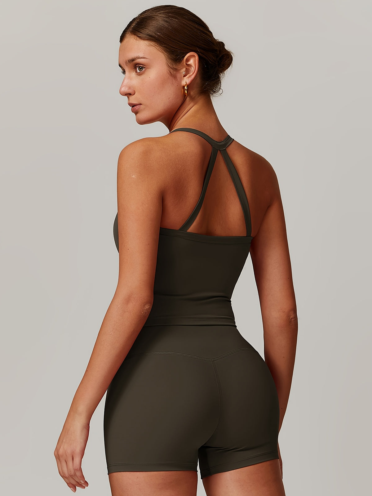 Cross Back Tank & Shorts Set - Olive