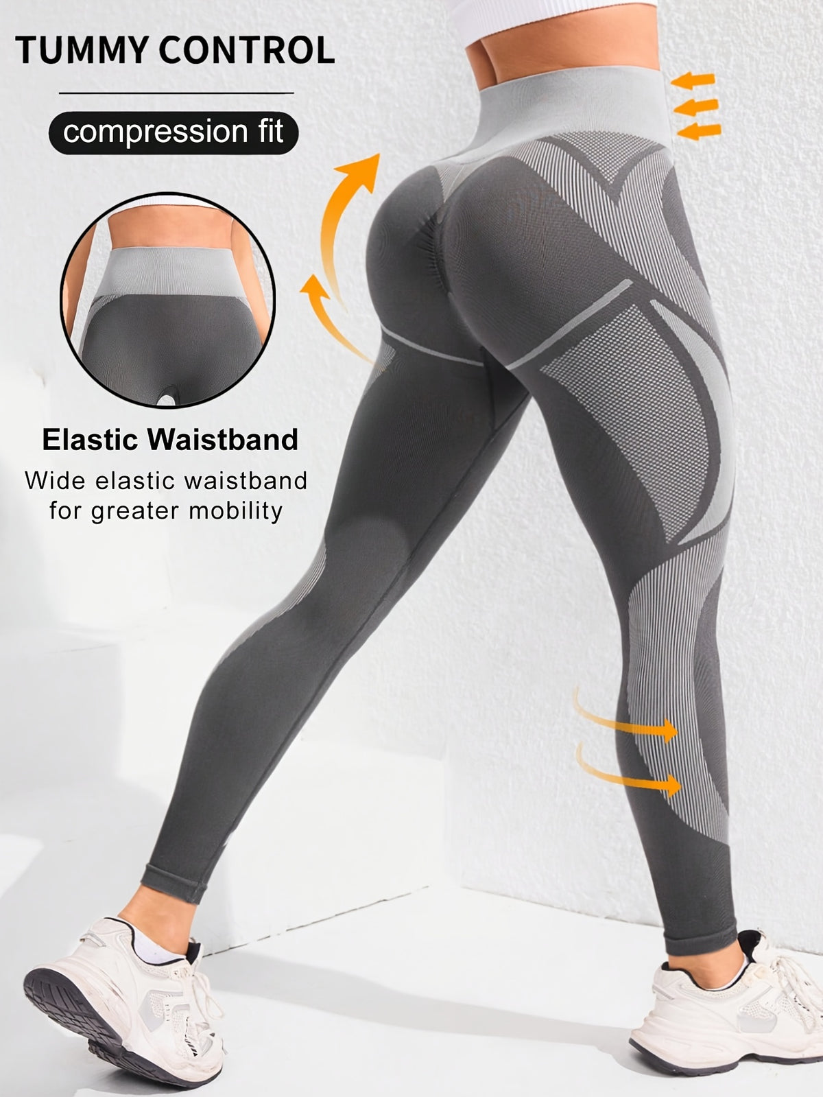 Contrast Panel Sculpt Leggings - Grey