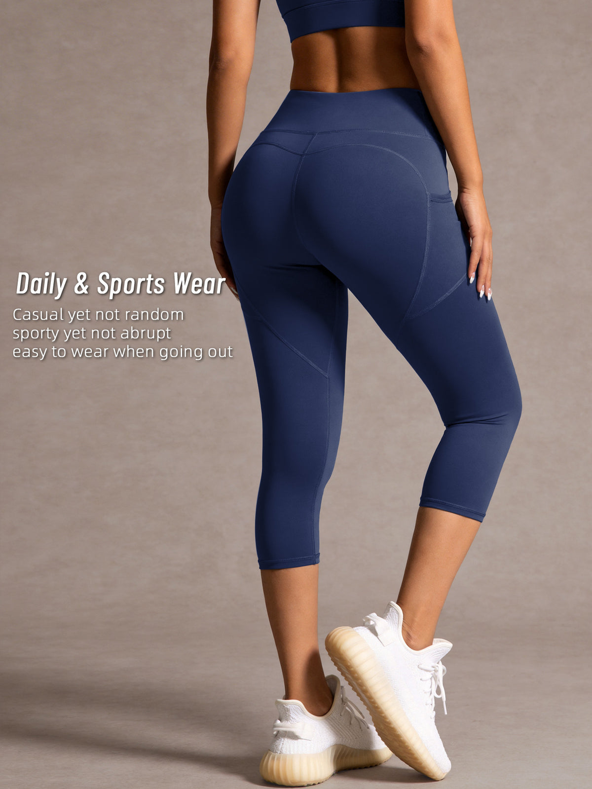 Side Pocket High Waist Lifting Leggings - Navy