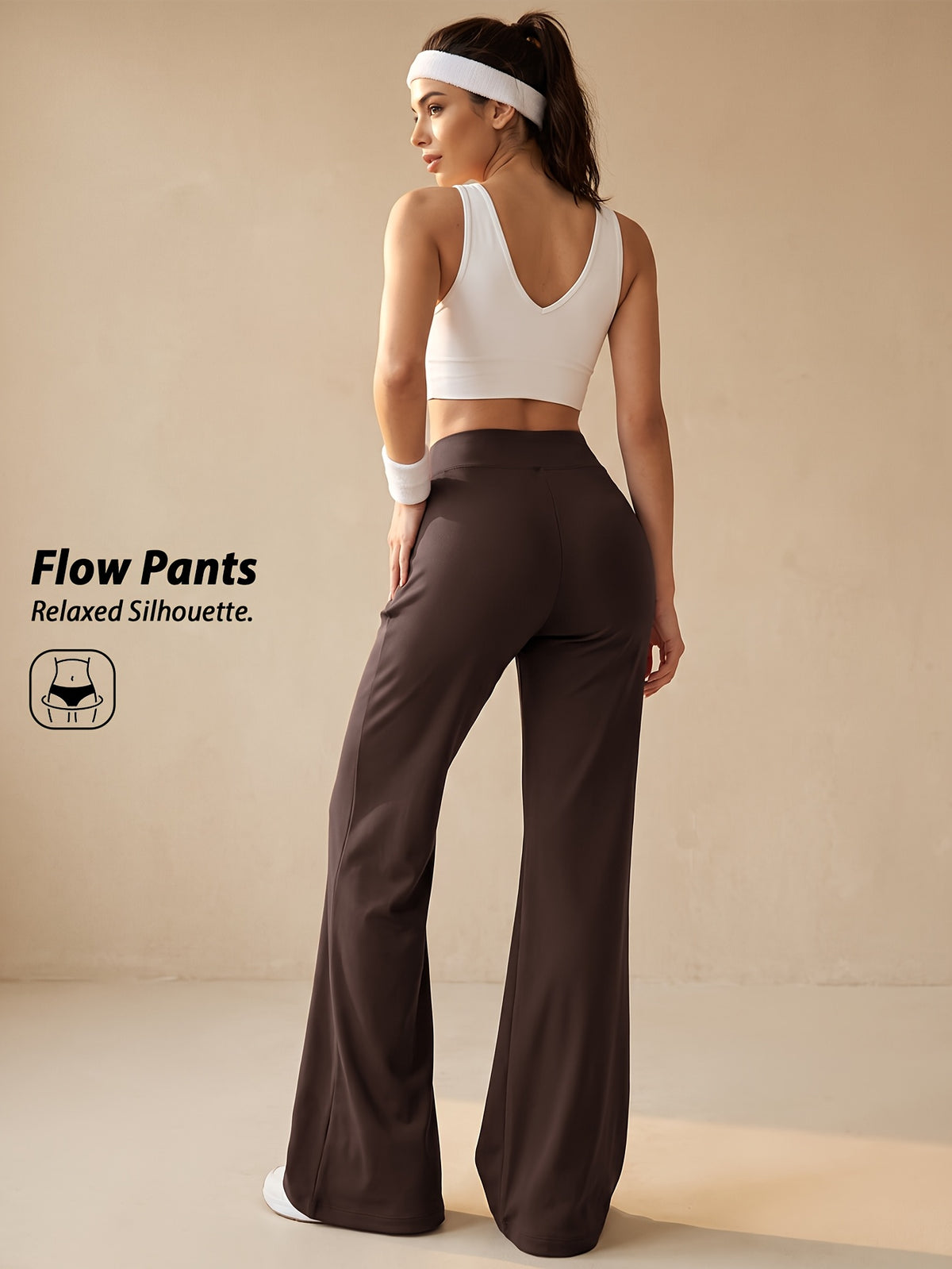Drawstring Wide Leg Pocket Yoga Pants - Coffee