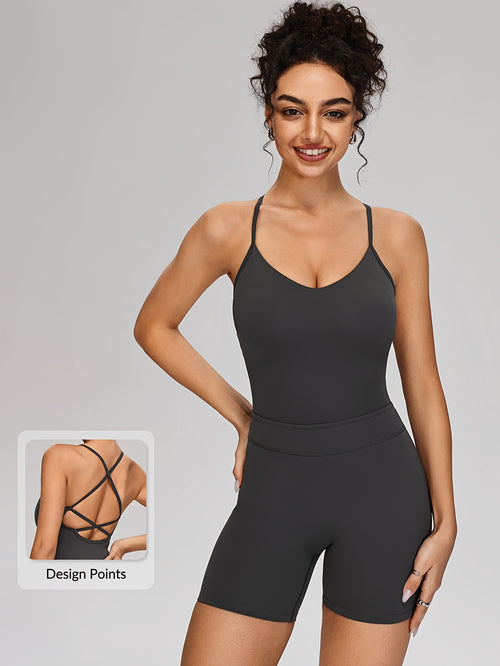 Backless Strappy Sculpt Jumpsuit - Graphite